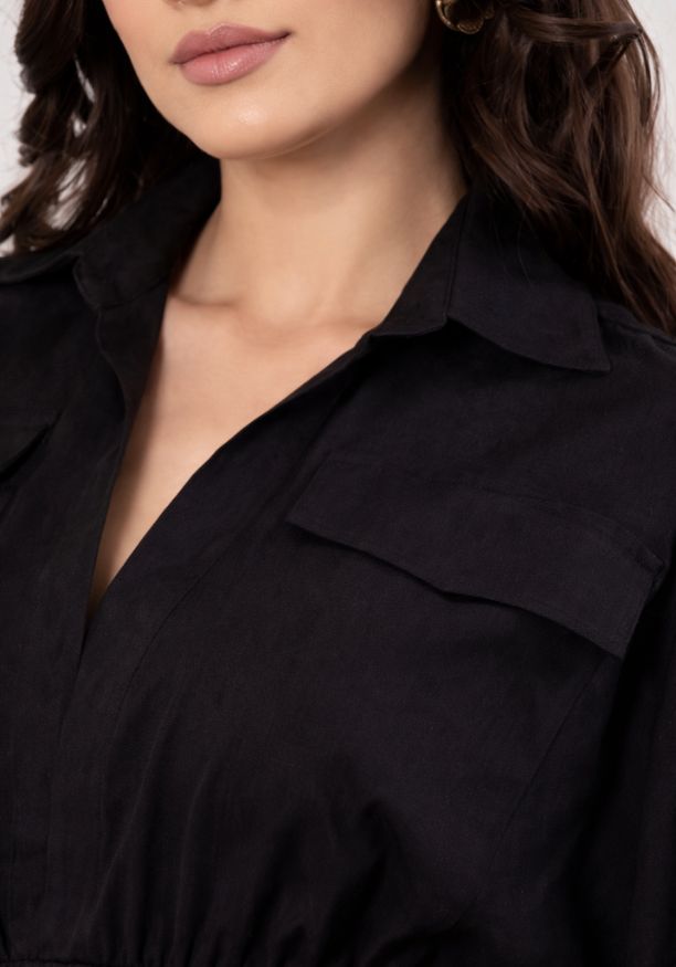 EVELYN UTILITY KAKI BLACK MAXI DRESS